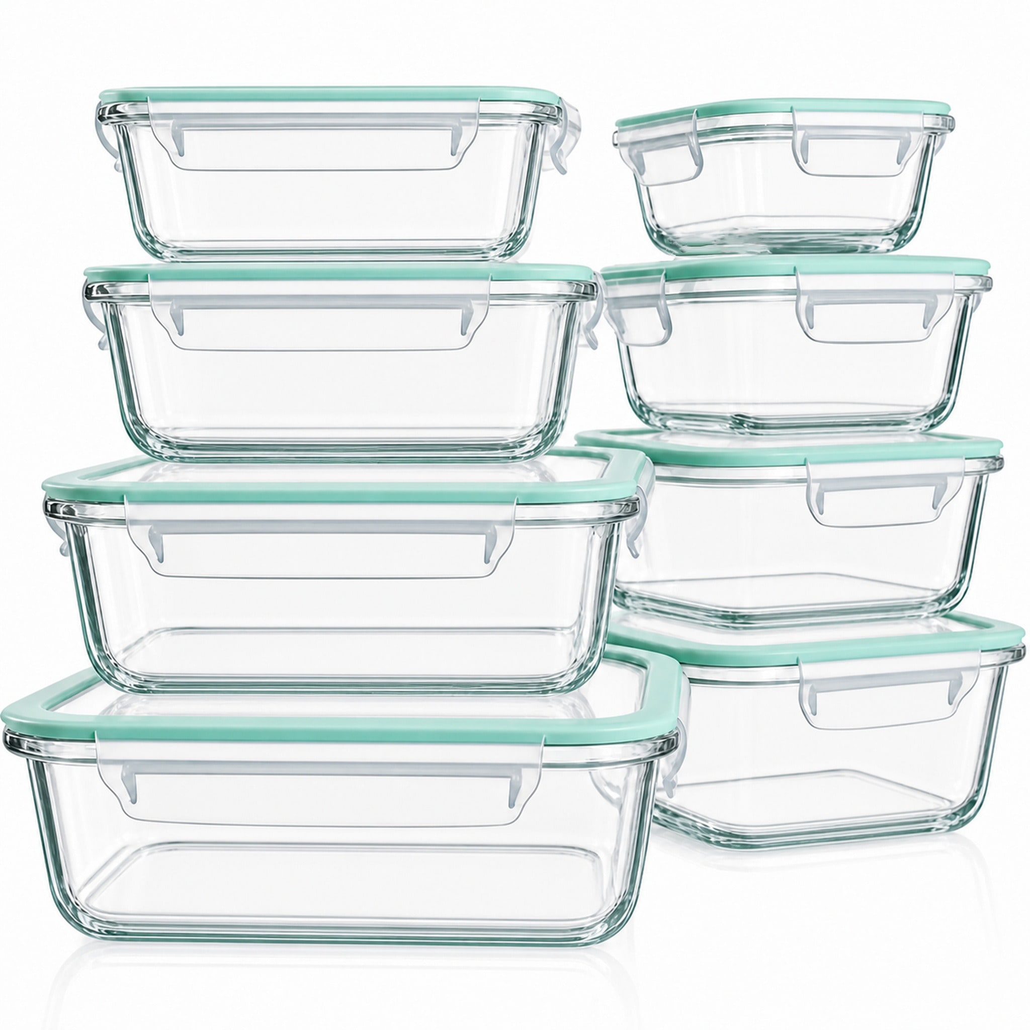 Food Storage With Glass Lids - 16개의 밀폐 유리 식품 보관 용기,