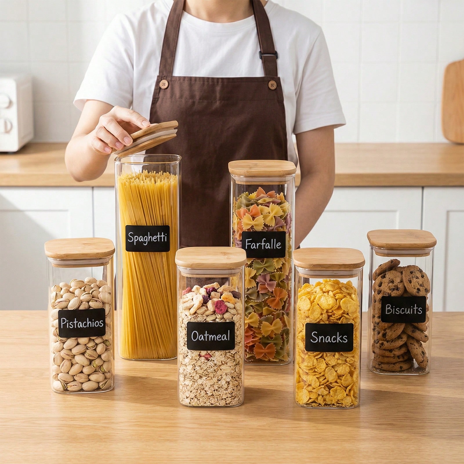 Food Storage With Glass Lids - 6/12개 유리 식품 보관 용기(뚜껑 포함),