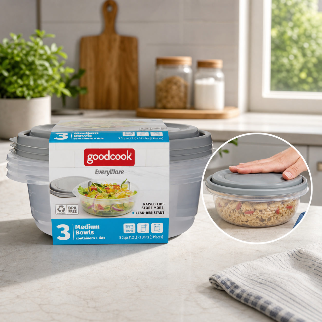 Food Storage With Colander - 6개입 원형 5컵 음식 보관 용기(뚜껑