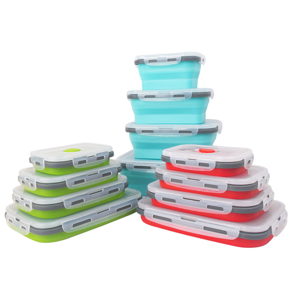Food Storage Non Toxic - 공간 절약형 접이식 실리콘 도시락통 무독성