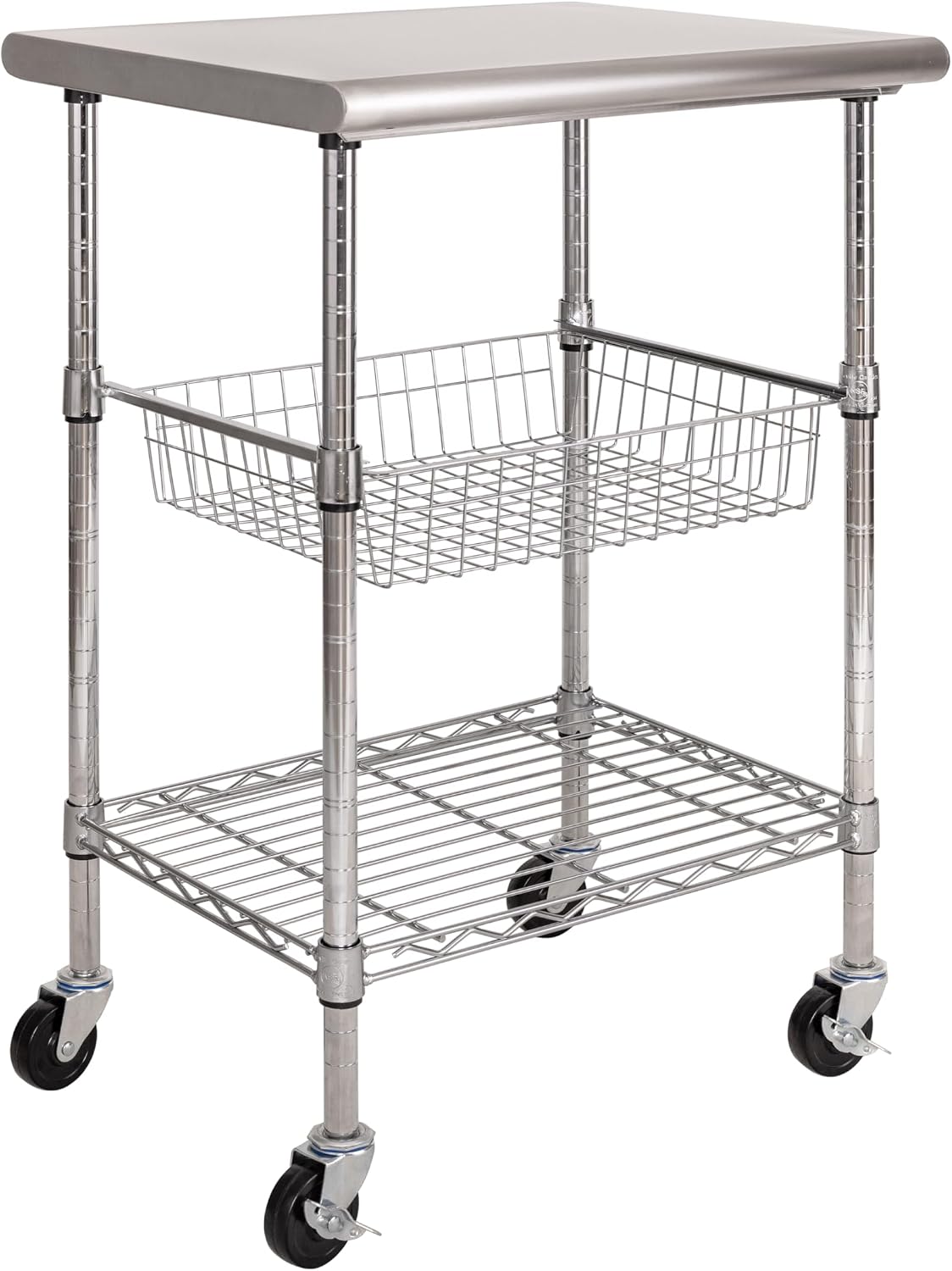 Food Storage On Wheels - 스테인리스 스틸 상업용 식품 준비 테이블