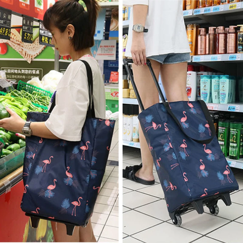 Food Storage On Wheels - 정리함 휴대용 접이식 쇼핑 가방, 바퀴