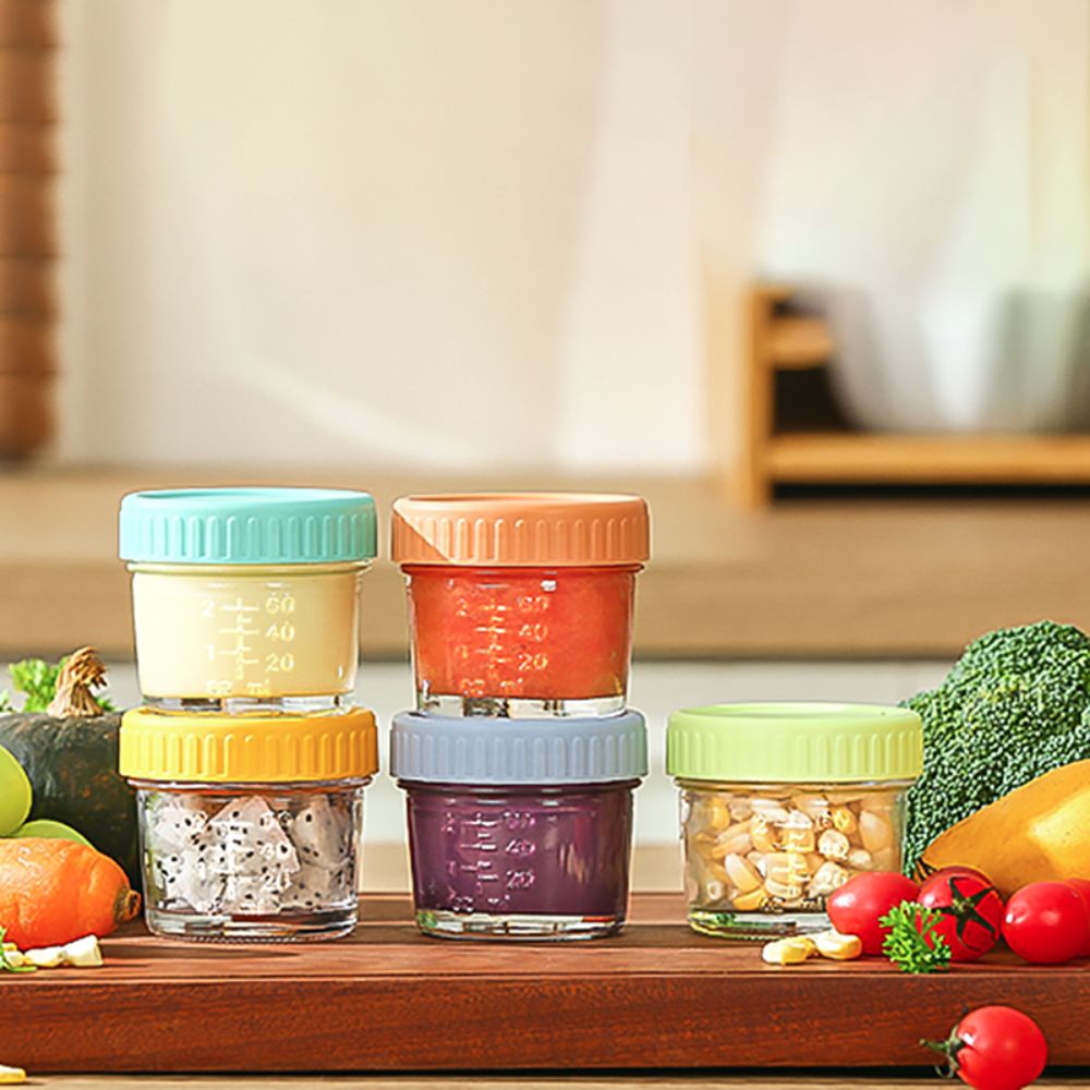 Food Storage With Glass Lids - 6개입 메이슨 유리병 유아식 병 뚜껑