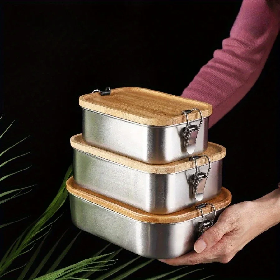 Food Storage With Colander - 새로운 304 스테인리스 스틸 대나무 뚜껑