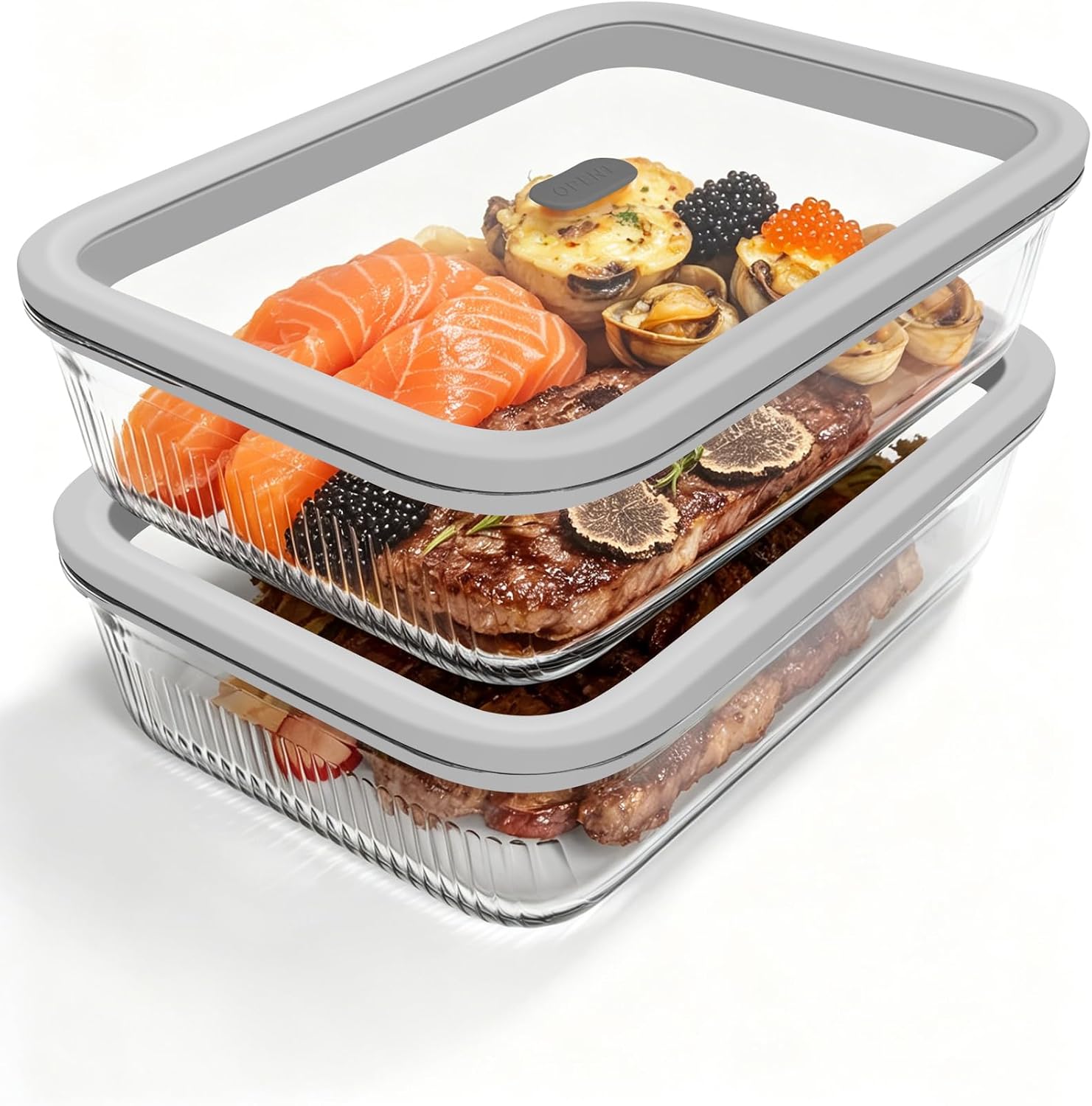 Food Storage With Glass Lids - 강화유리 뚜껑과 스팀 밸브가 있는 유리