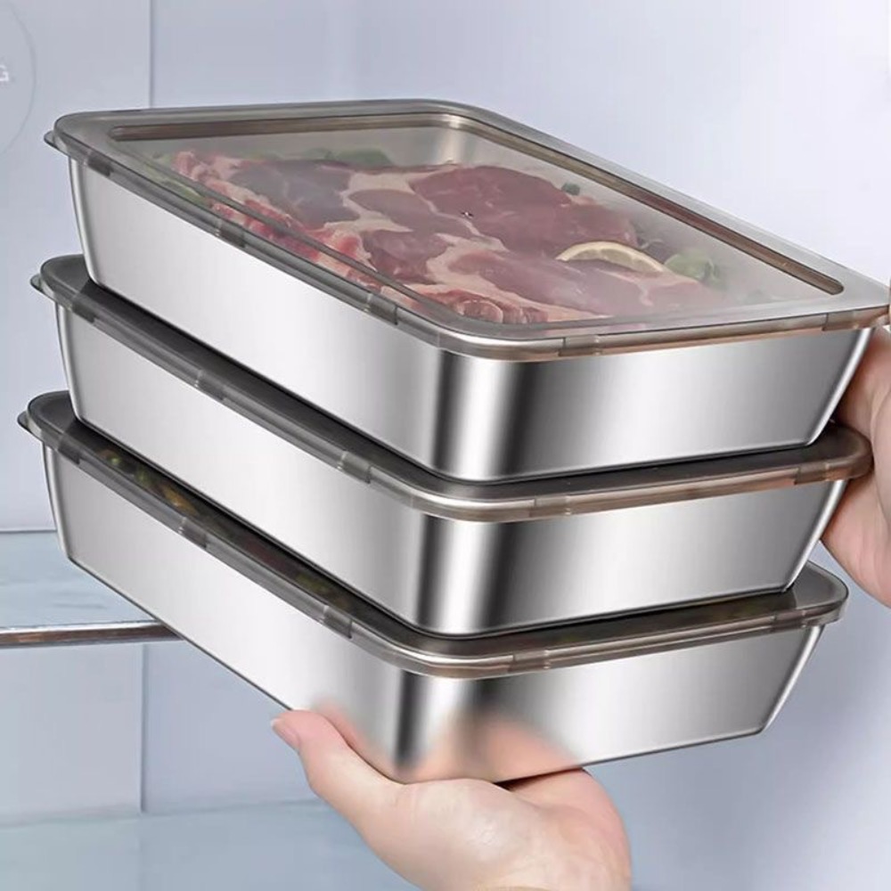 Food Storage With Colander - 식품 등급 스테인리스 스틸 서빙 트레이(뚜껑