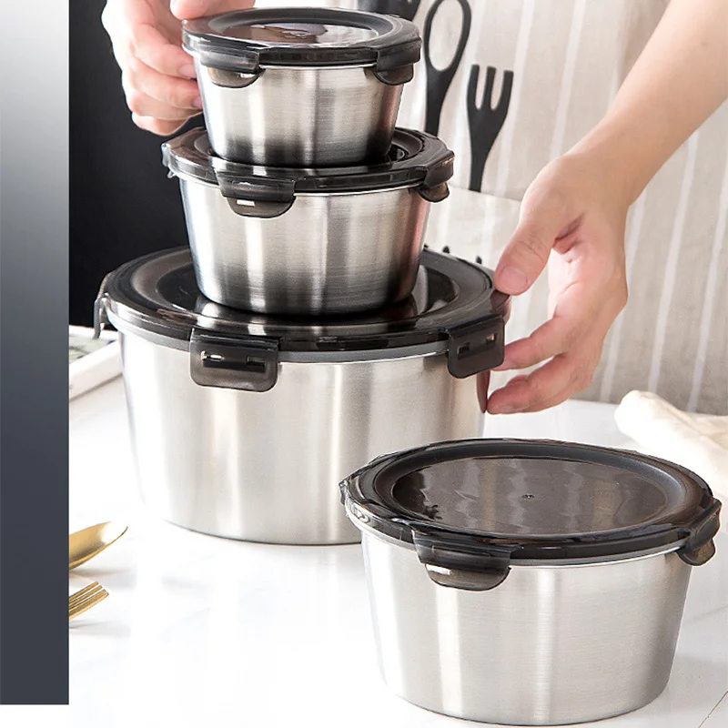 Food Storage With Colander - 뚜껑이 달린 304 스테인리스 스틸 도시락,