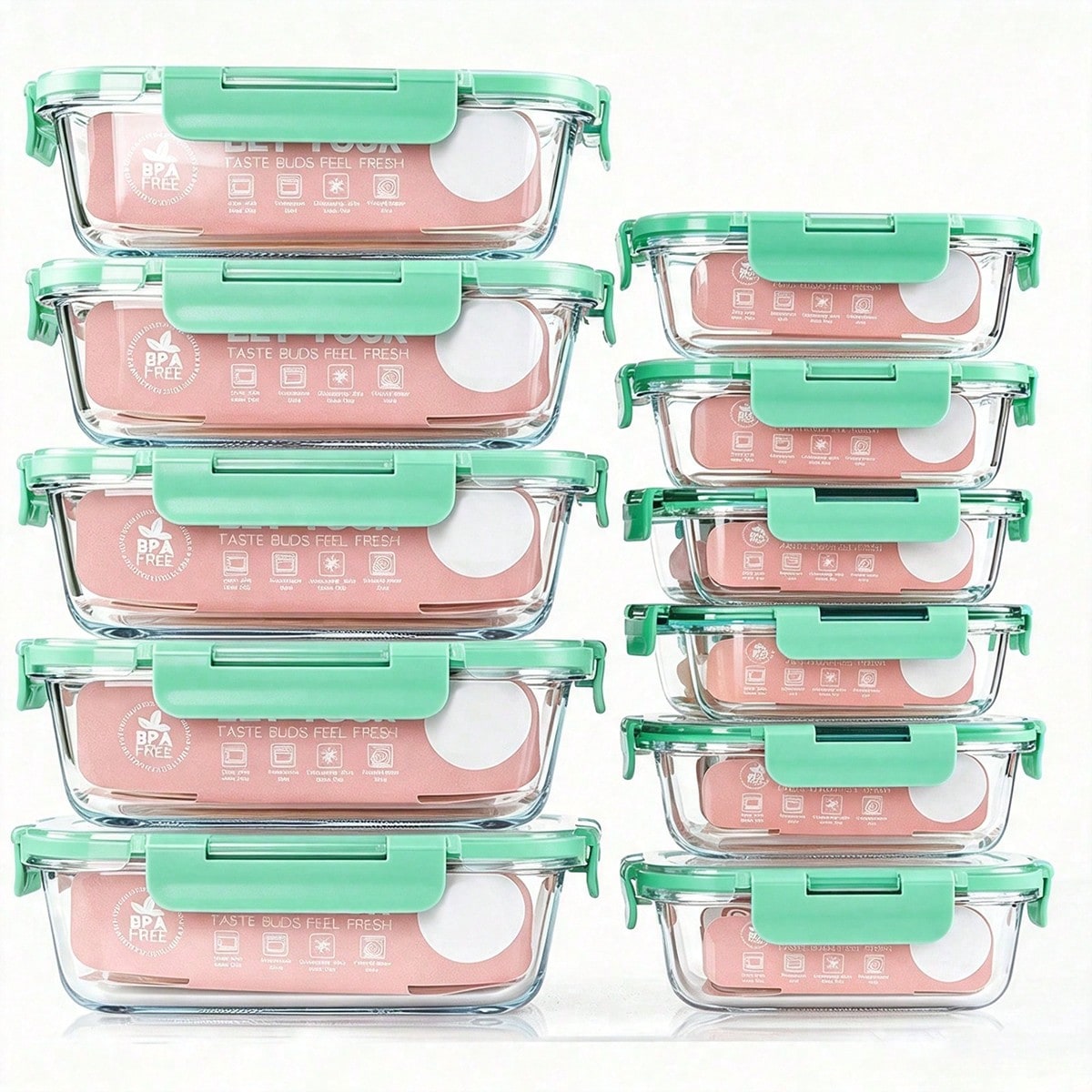 Food Storage With Glass Lids - 10개입 유리 식품 보관 용기, 뚜껑이