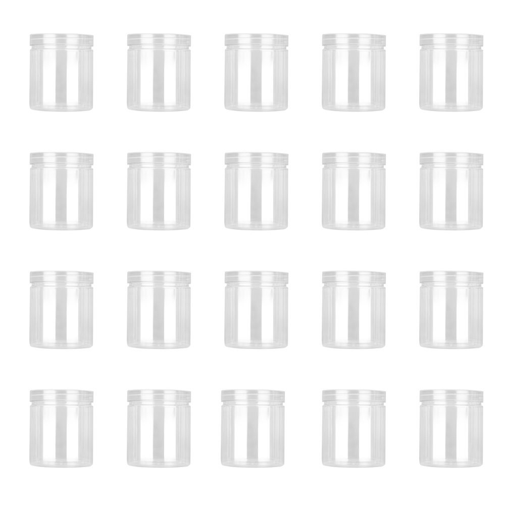 Food Storage Drums - 20개 500ml 플라스틱 항아리(뚜껑 포함) PET