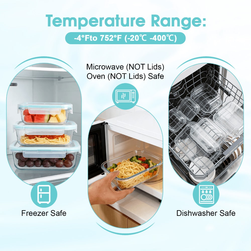 16개의 밀폐 유리 식품 보관 용기, 피크닉 박스, 전 - Food Storage With Glass Lids 리뷰 및 가격