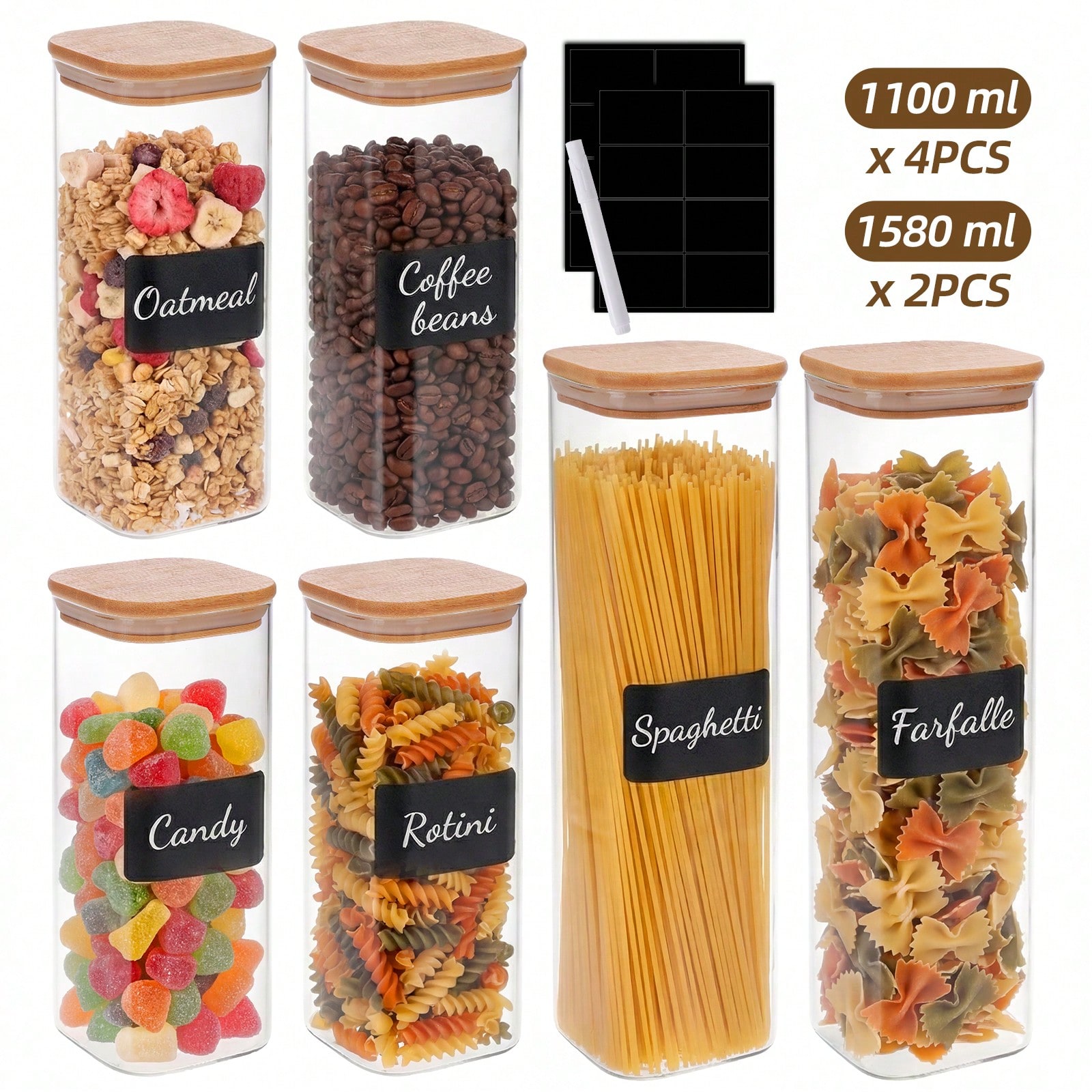 6/12개 유리 식품 보관 용기(뚜껑 포함), 밀가루, - Food Storage With Glass Lids 리뷰 및 가격