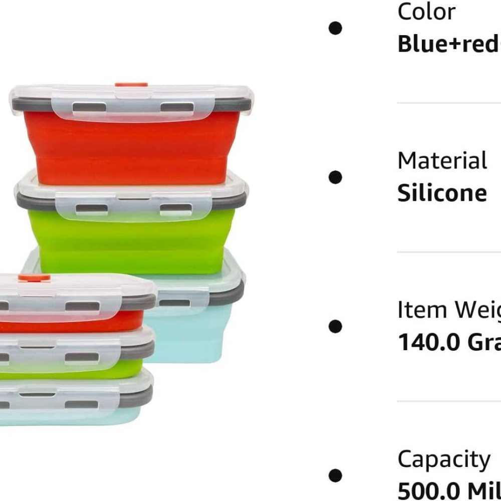 공간 절약형 접이식 실리콘 도시락통 무독성 재사용 가능 - Food Storage Non Toxic 리뷰 및 가격