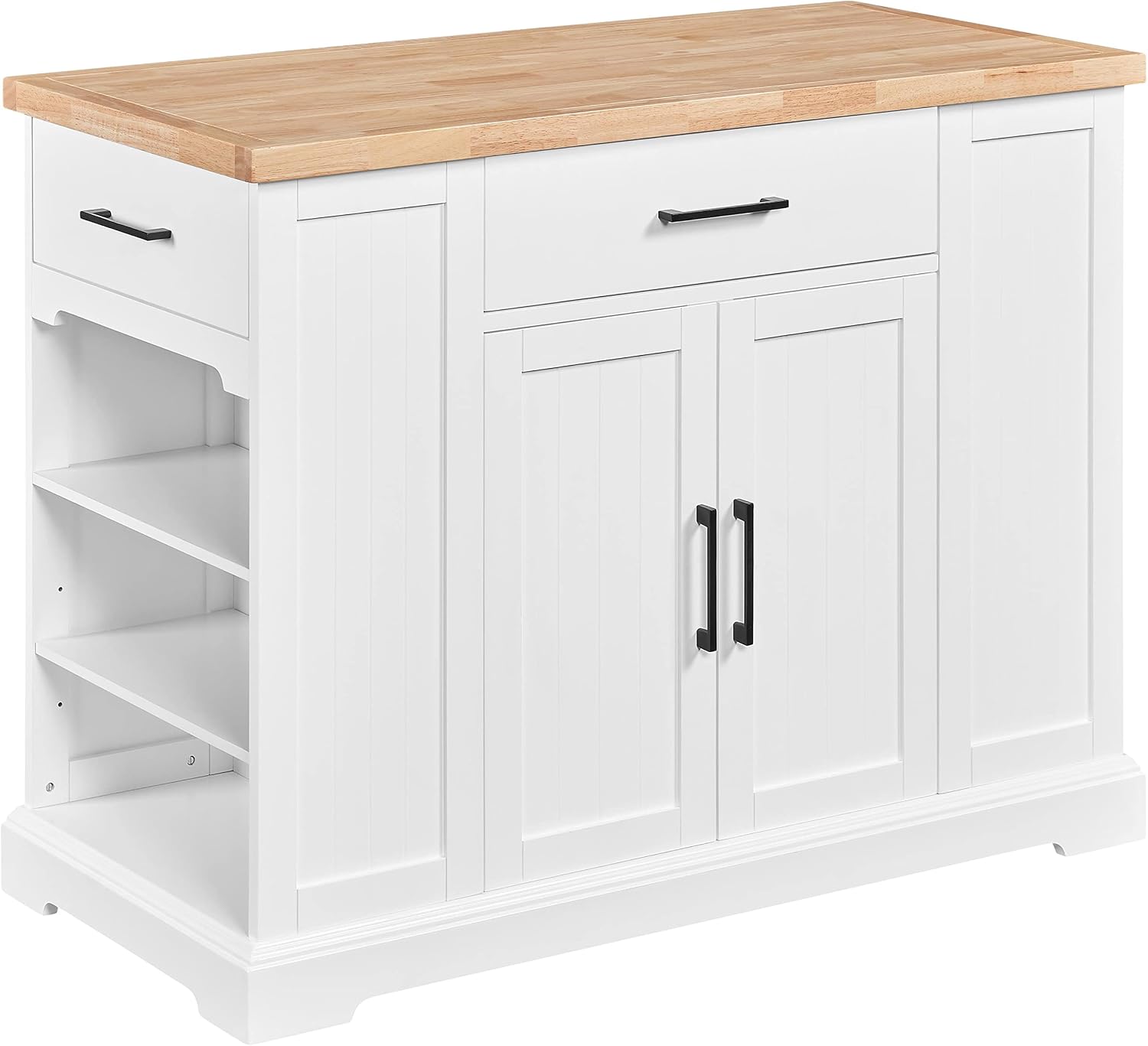 고무나무 상판이 있는 흰색 이동식 주방 아일랜드 카트, - Food Storage On Wheels 리뷰 및 가격