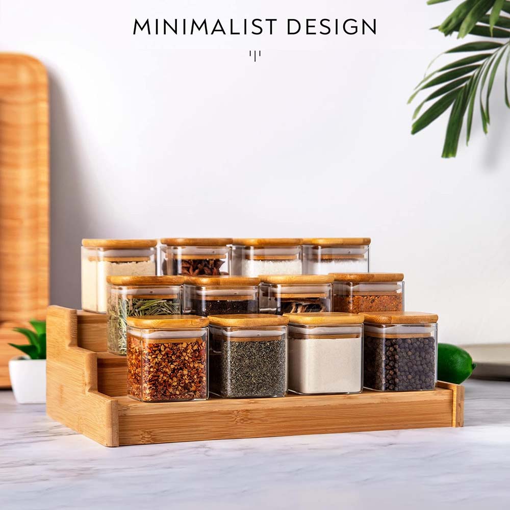 향신료 라벨이 있는 유리 항아리 세트, 대나무 뚜껑이  - Food Storage With Glass Lids 리뷰 및 가격