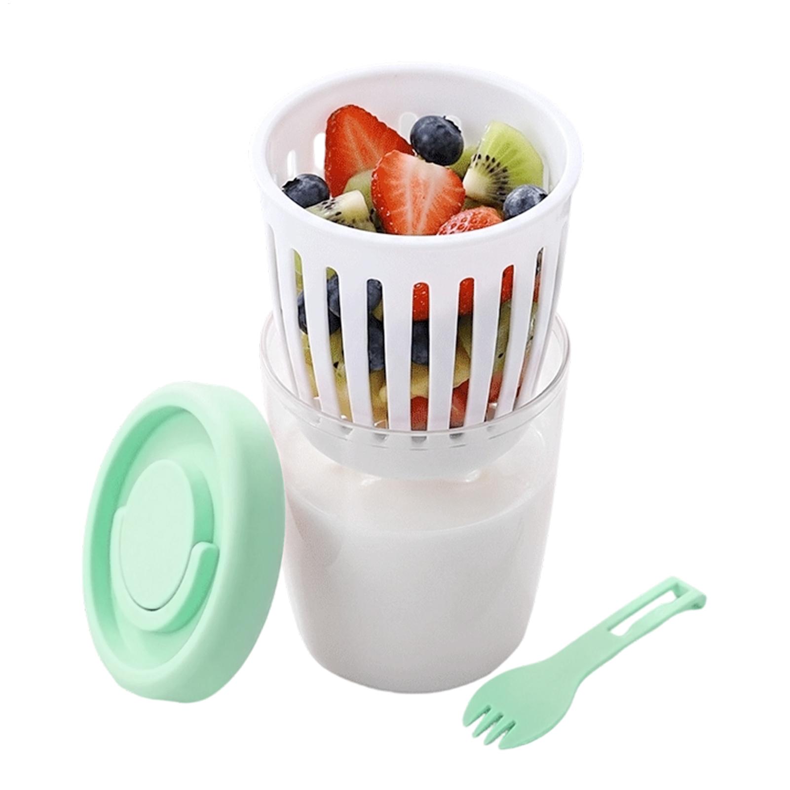 뚜껑이 있는 요구르트 컵 이중벽 샐러드 컵 포크와 손잡 - Salad Dressing Bottle 리뷰 및 가격
