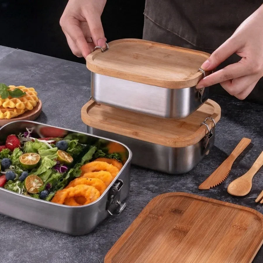 새로운 304 스테인리스 스틸 대나무 뚜껑 도시락, 일 - Food Storage With Colander 리뷰 및 가격