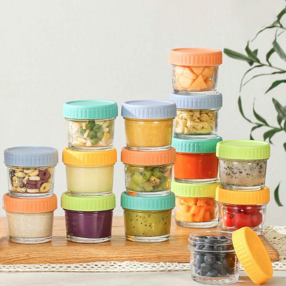 6개들이 유리 이유식 용기, 눈금 표시가 있는 재사용  - Food Storage With Glass Lids 리뷰 및 가격