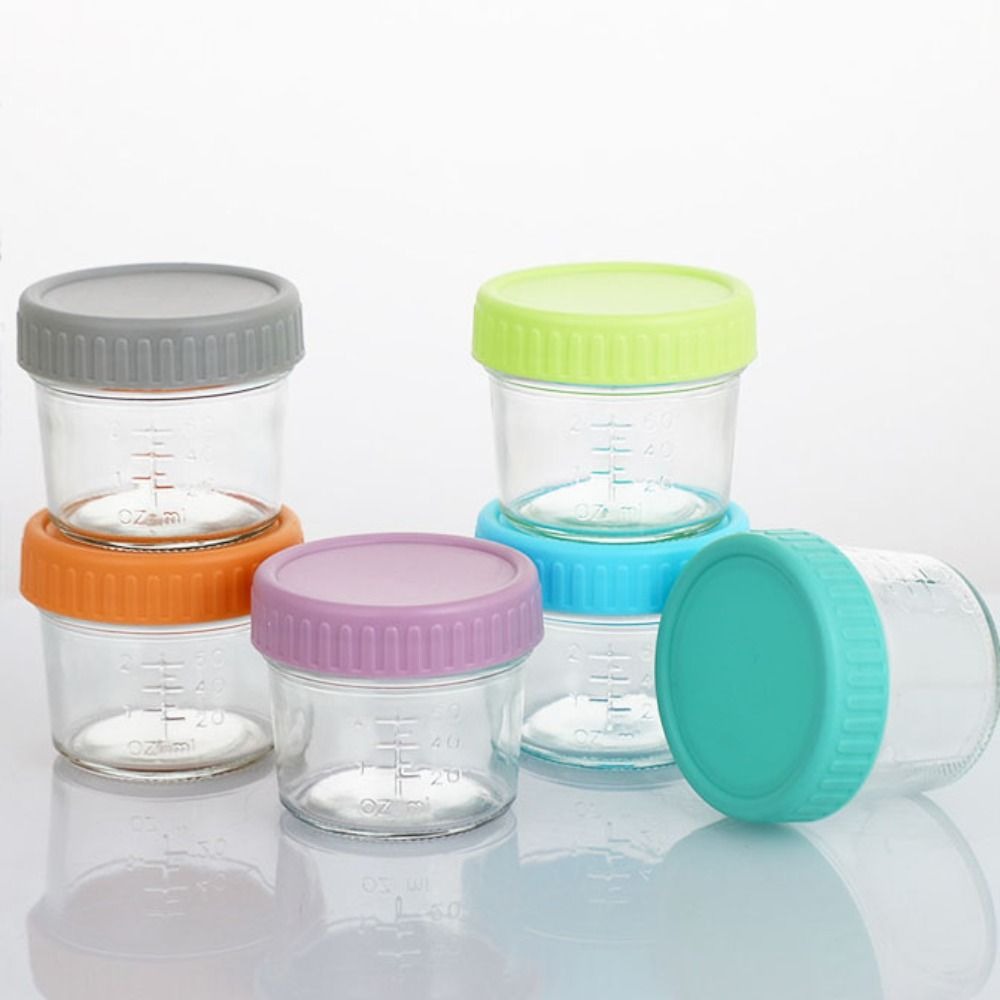 6개들이 유리 이유식 용기, 눈금 표시가 있는 재사용  - Food Storage With Glass Lids 리뷰 및 가격