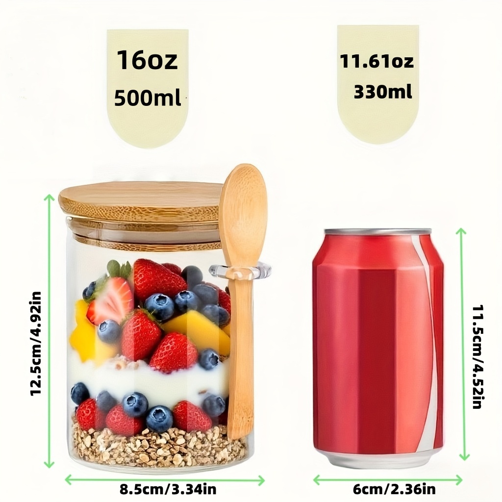 1/2/4/8개입 오트밀 유리컵 세트, 뚜껑과 스푼 포 - Food Storage With Glass Lids 리뷰 및 가격