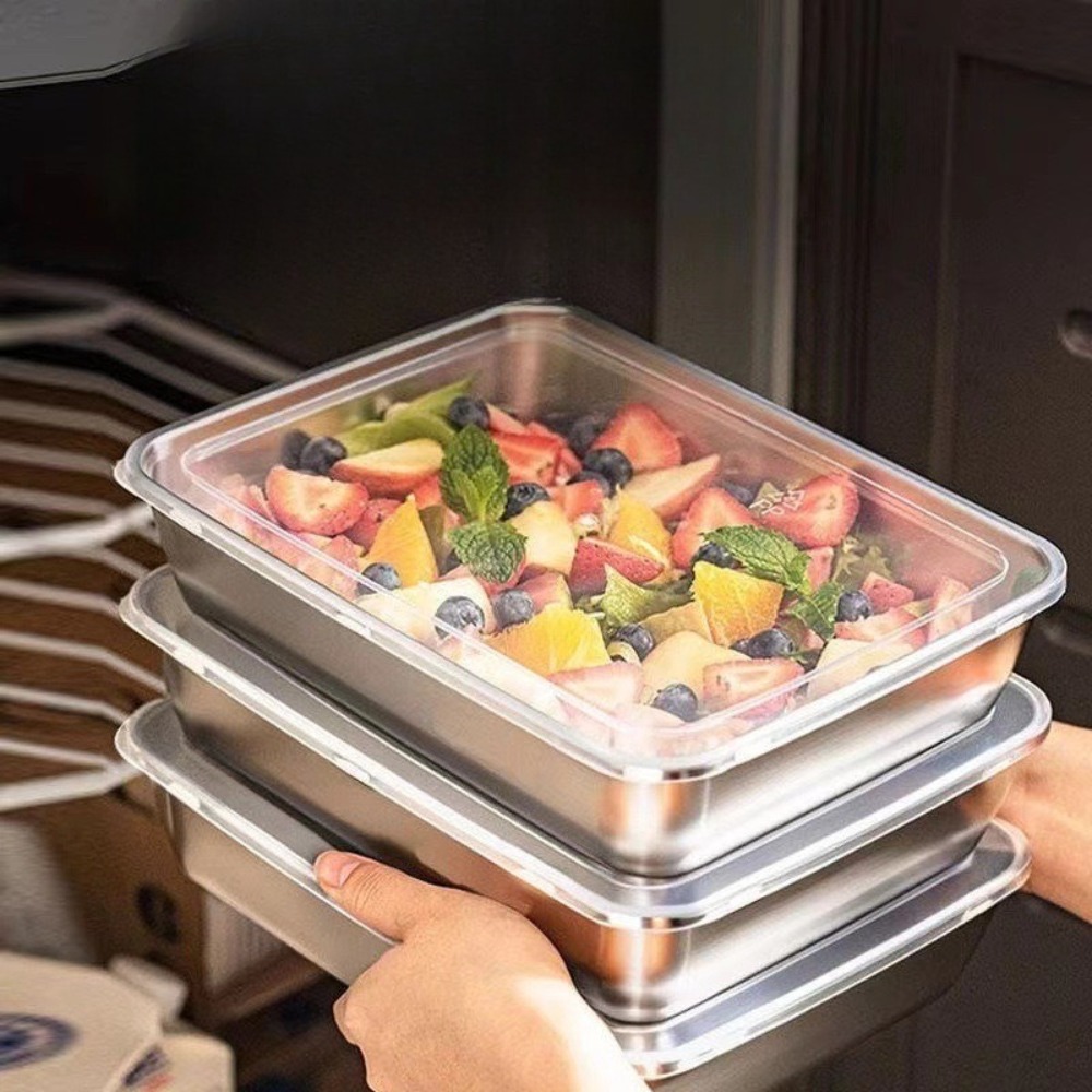 식품 등급 스테인리스 스틸 서빙 트레이(뚜껑 포함),  - Food Storage With Colander 리뷰 및 가격