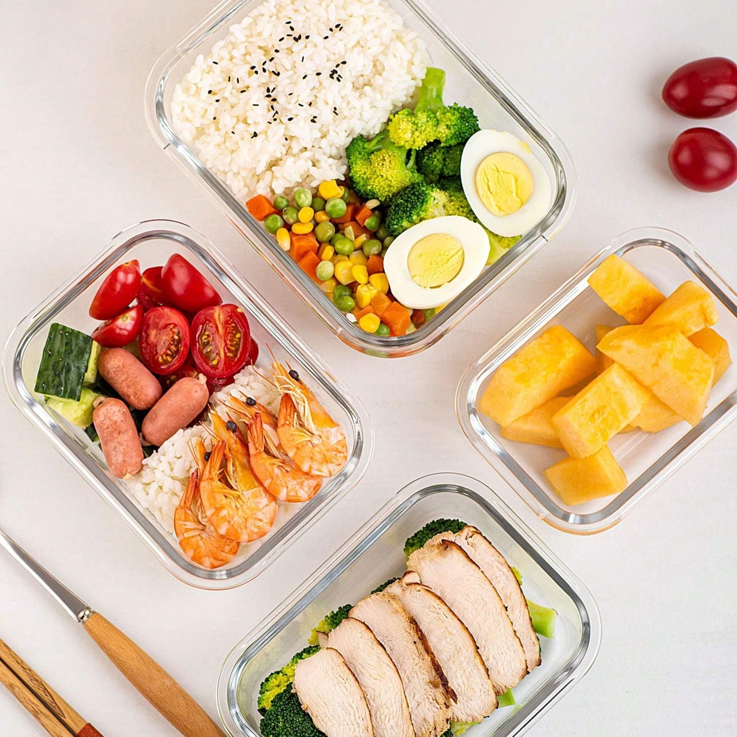 10팩 유리 밀프렙 용기, 뚜껑이 있는 밀폐형 식품 보 - Food Storage With Glass Lids 리뷰 및 가격