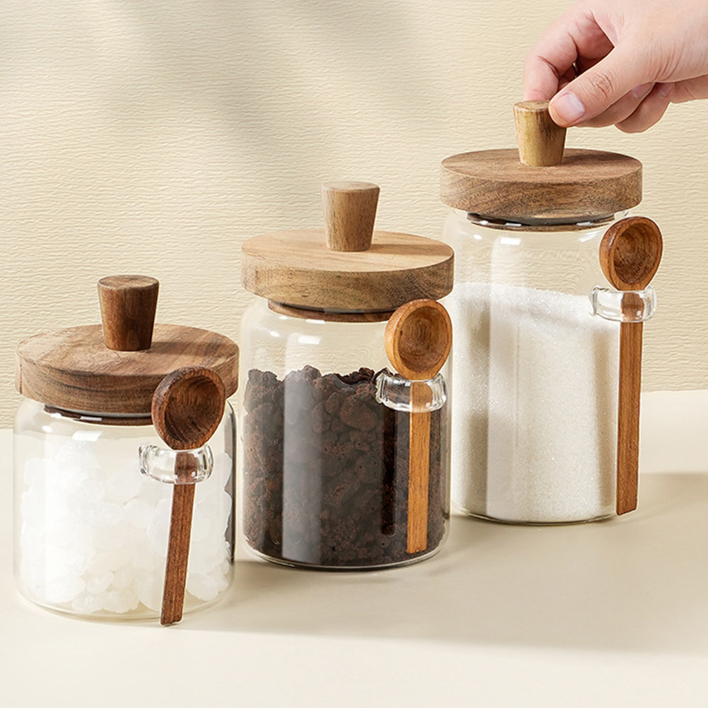 투명 유리 식품 보관 용기, 밀폐형 나무 뚜껑 커피 용 - Food Storage With Glass Lids 리뷰 및 가격