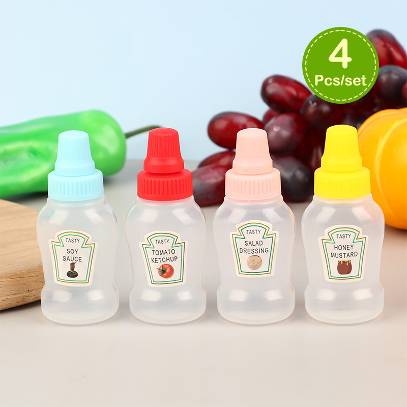 4개 세트 미니 소스 병 케첩 꿀 샐러드 용기 휴대용  - Salad Dressing Bottle 리뷰 및 가격