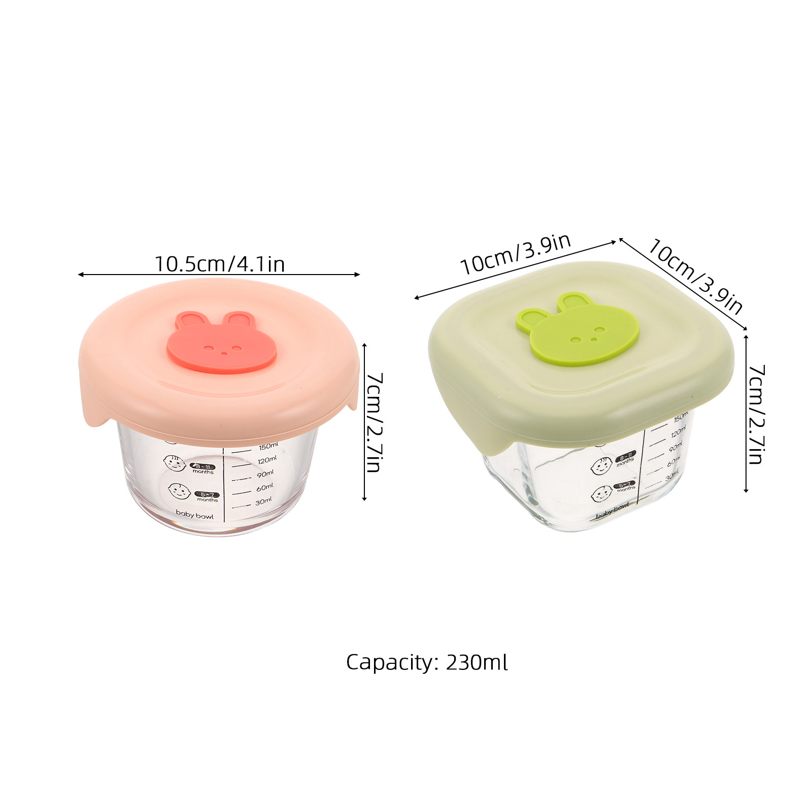 2Pcs 아기 음식 저장 용기 유리 230Ml 밀폐형  - Food Storage With Glass Lids 리뷰 및 가격
