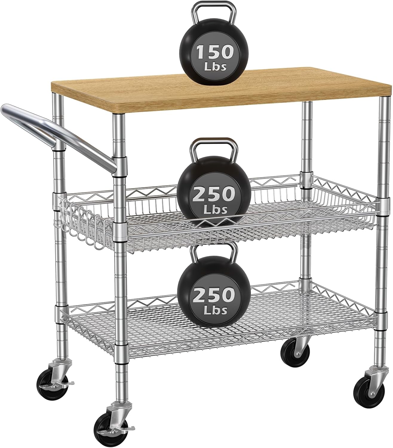 3단 이동식 주방 카트, 바퀴 달린 유틸리티 카트, 헤 - Food Storage On Wheels 리뷰 및 가격