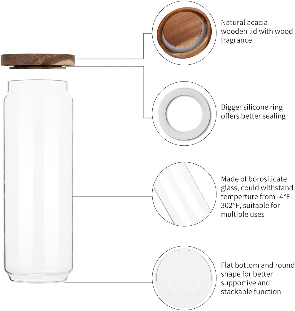4팩 34온스 유리병 나무 뚜껑 포함, 유리 주방 용기 - Food Storage With Glass Lids 리뷰 및 가격